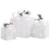 vidaXL Christmas Gift Box Set of 3 White Fabric Small, Medium, Large