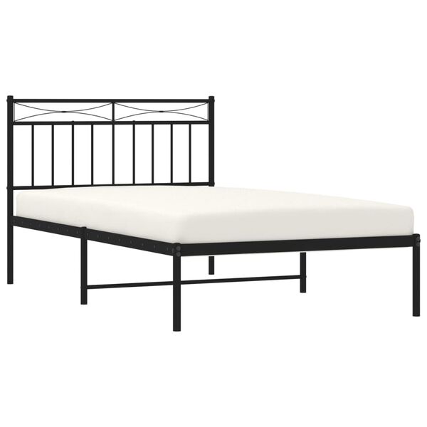 vidaXL Bed Frame Black Powder-Coated Steel Twin Modern Bed Frame