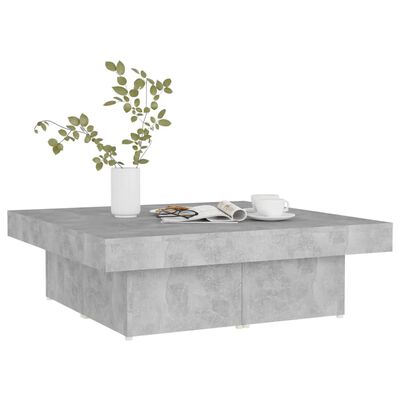 vidaXL Coffee Table Concrete Gray 35.4"x35.4"x11" Engineered Wood