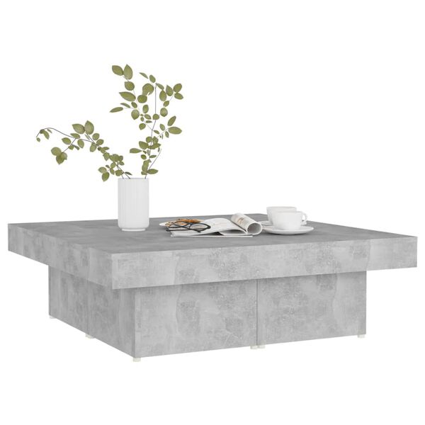 vidaXL Coffee Table Concrete Gray Engineered Wood 35.4 x 35.4 x 11.0 in