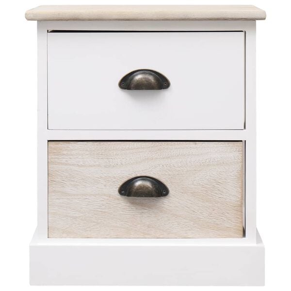 vidaXL Cabinet Set of 2 White and Natural Paulownia Wood Small
