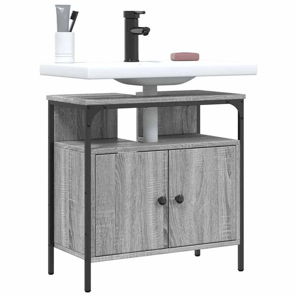vidaXL Bathroom Sink Cabinet Gray sonoma Engineered wood