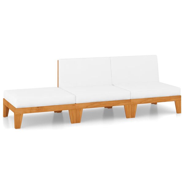 vidaXL Garden Lounge Set Cream White Solid Acacia Wood Medium Modular