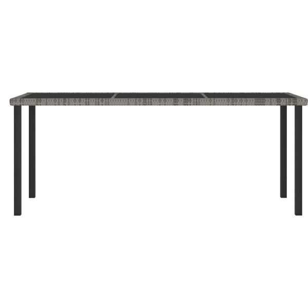 vidaXL Dining Set Grey and Black Poly rattan, powder-coated steel, glass