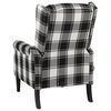 vidaXL Massage Reclining Chair Black and White Plaid
