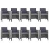 vidaXL Outdoor Dining Set Grey PE Rattan Large Removable Covers