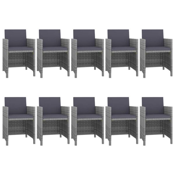 vidaXL Outdoor Dining Set Grey PE Rattan Large Removable Covers