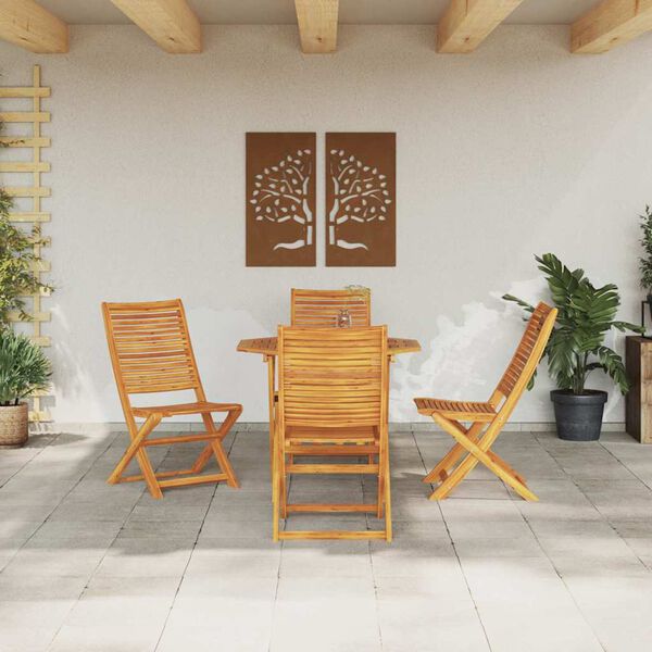 vidaXL Garden Dining Set Folding 5 pcs Brown solid acacia wood