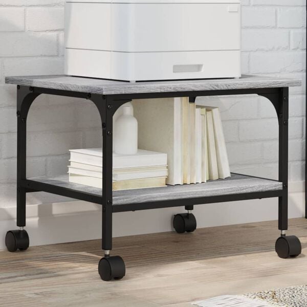 vidaXL Printer Stand 2-Tier Gray Sonoma 19.7"x15.7"x15" Engineered Wood