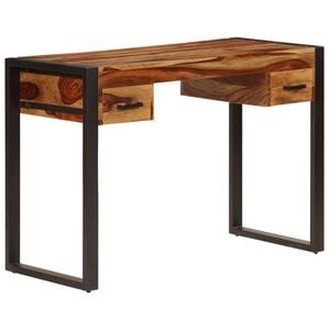 vidaXL Desk Brown Solid Acacia wood, Powder-coated steel Medium Desk