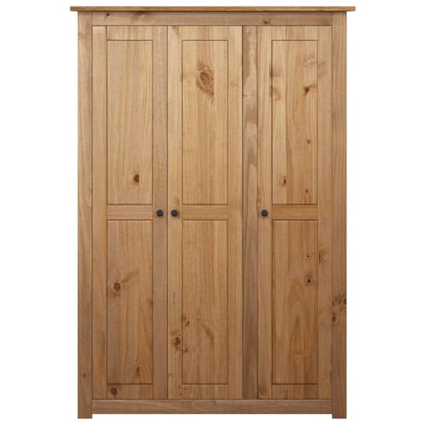 vidaXL Wardrobe Natural wood color Solid pine wood Large Wardrobe