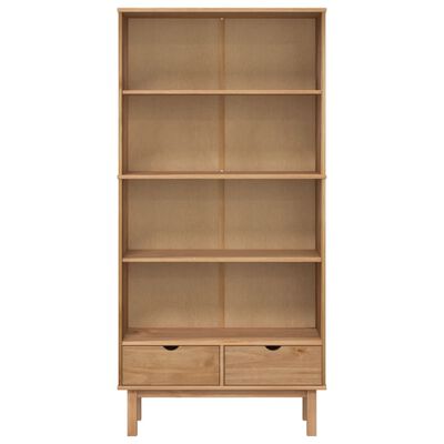 vidaXL Bookcase OTTA with 2 Drawers Brown Solid Wood Pine
