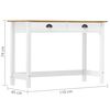 vidaXL Console Table White and Natural Solid Pine Wood Compact Storage