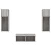 vidaXL 4 Piece TV Wall Stands with LED Lights Gray Sonoma
