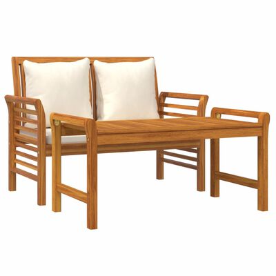 vidaXL 2 Piece Patio Lounge Set with Cream White Cushions Solid Wood