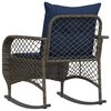 vidaXL Patio Rocking Chair with Cushions Gray Poly Rattan
