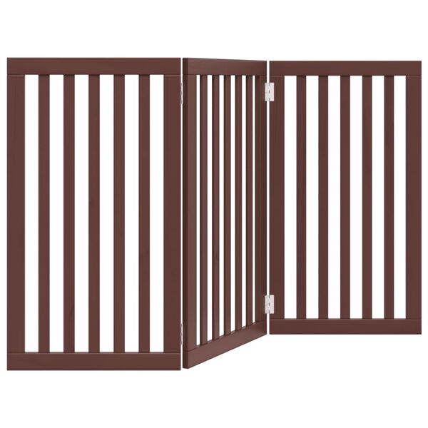 vidaXL Dog Gate Set of 3 Brown Poplar wood with water-based paint