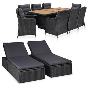 vidaXL Outdoor Dining Set Black and dark grey