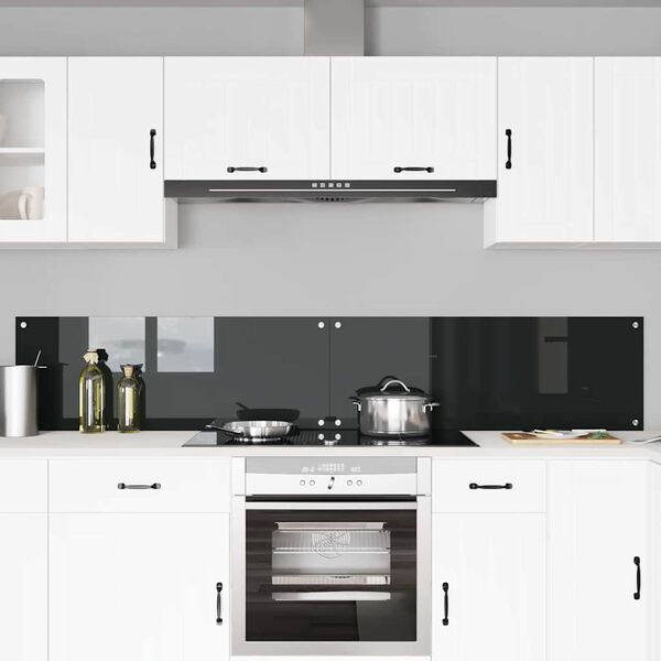 vidaXL Kitchen Backsplash 2 pcs Black 43.31 x 15.75 in Tempered Glass