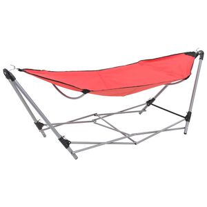 vidaXL Hammock Red Strong Steel Large Foldable Stylish Portable