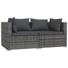 vidaXL Garden Lounge Set Gray PE rattan 3 Piece Set Modular