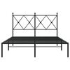 vidaXL Bed Frame Black Powder-Coated Steel Small Double Bed Frame