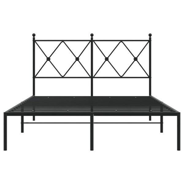 vidaXL Bed Frame Black Powder-Coated Steel Small Double Bed Frame