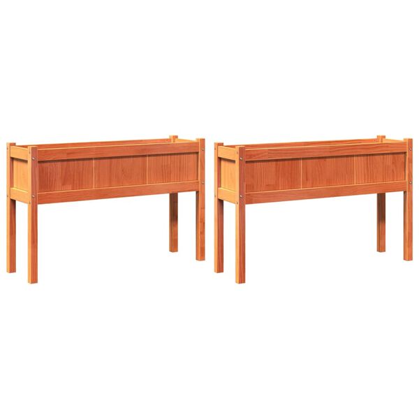 vidaXL Garden Planter Set of 2 Wax brown Solid pine wood Medium