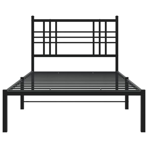vidaXL Bed Frame Black Powder-Coated Steel 42.1 x 79.9 in