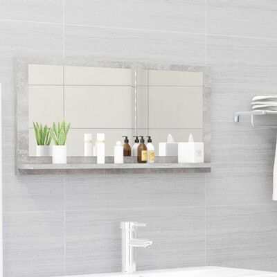 vidaXL Bathroom Mirror Concrete Gray 31.5"x4.1"x14.6" Engineered Wood