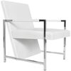 vidaXL Armchair White Faux Leather, Wood, Chrome Medium Ergonomic