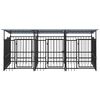 vidaXL Dog Kennel Black Powder-Coated Steel 60.8 sq ft floor area