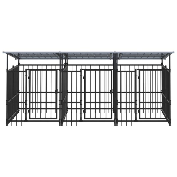 vidaXL Dog Kennel Black Powder-Coated Steel 60.8 sq ft floor area