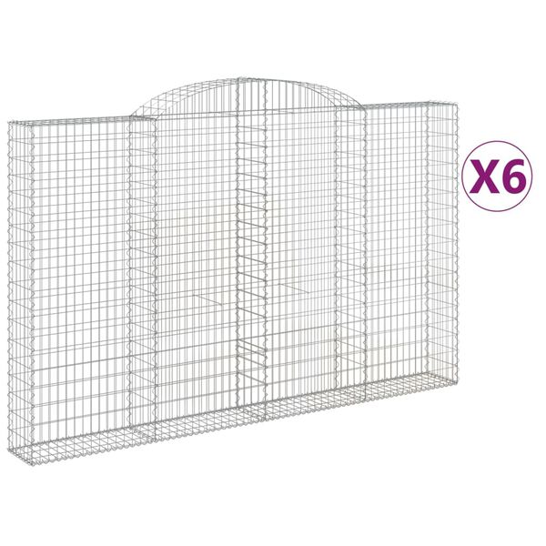 vidaXL Arched Gabion Baskets 6 pcs 118.1x11.8x180/200" Galvanised Iron