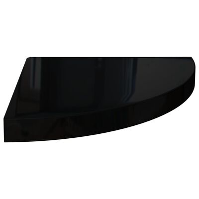 vidaXL Floating Corner Shelves 2 pcs High Gloss Black 13.8"x13.8"x1.5" MDF