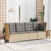 vidaXL Patio Sofa Beige Poly Rattan, Powder-Coated Steel, Polyester Fabric