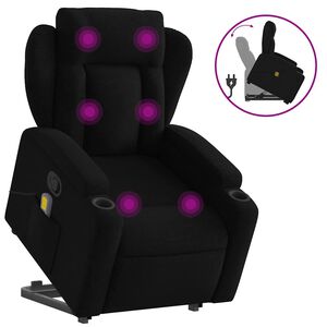 vidaXL Stand Up Massage Recliner Chair Black 100% polyester, metal, plywood
