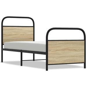 vidaXL Bed Frame Sonoma Oak Steel, Engineered Wood Small Single Durable