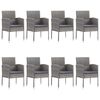 vidaXL 9 Piece Patio Dining Set Poly Rattan Anthracite & Gray