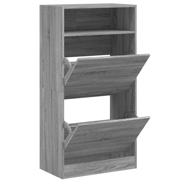 vidaXL Shoe Cabinet Grey Sonoma Engineered Wood Compact Shoe Cabinet