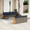 vidaXL 10 Piece Garden Sofa Set with Cushions Grey Poly Rattan