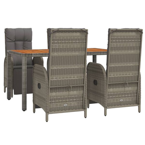 vidaXL Garden Dining Set Grey PE rattan Standard Adjustable Footrests