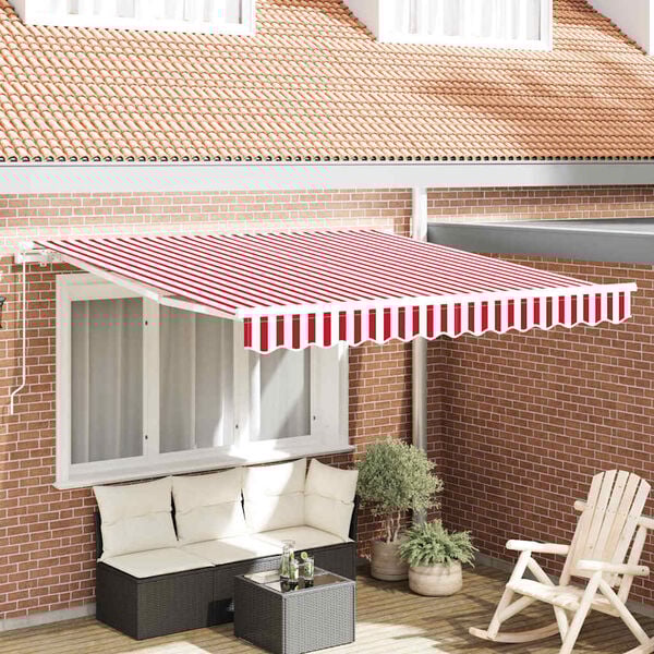 vidaXL Retractable Awning Manual Red 137.80" x 98.43" fabric