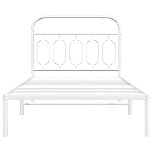 vidaXL Bed Frame White Steel Twin Bed Frame Rectangular Modern