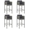 vidaXL Bar Stool Set of 4 Grey Poly rattan, powder-coated steel Standard