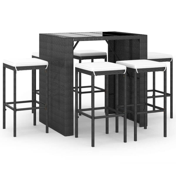 vidaXL Garden Bar Set Black, Cream White