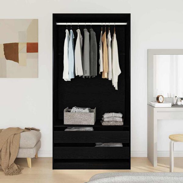 vidaXL Wardrobe Black oak 39.37 x 19.69 x 78.74 in Engineered Wood