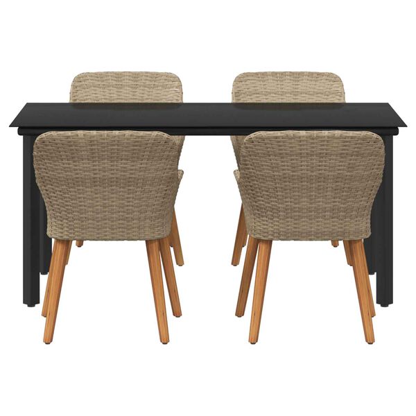 vidaXL Garden Dining Set with Cushion 5 pcs Beige Poly Rattan