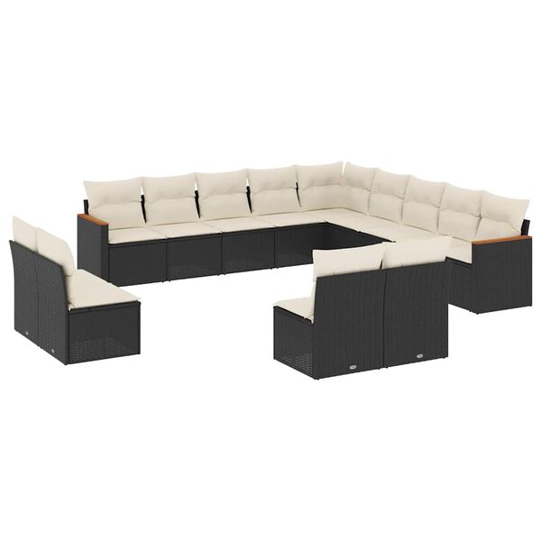 vidaXL Garden Sofa Set Black, Cream White