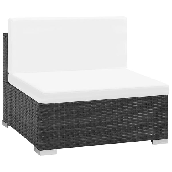vidaXL Poly Rattan Sofa Set Black rattan, Cream white cushion
